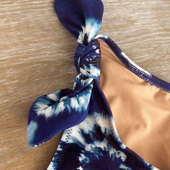 J Crew Crewcuts Swimsuit‎ Size 14 Blue White Tie Shoulder Bikini Top - Picture 3 of 6